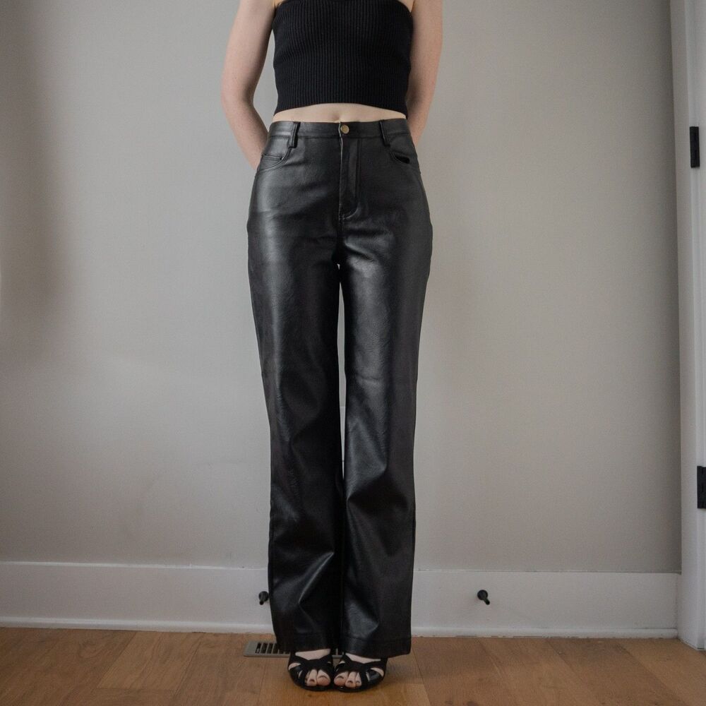 Cotton On Black Vegan Faux Leather Midrise Women's Pants Size 4